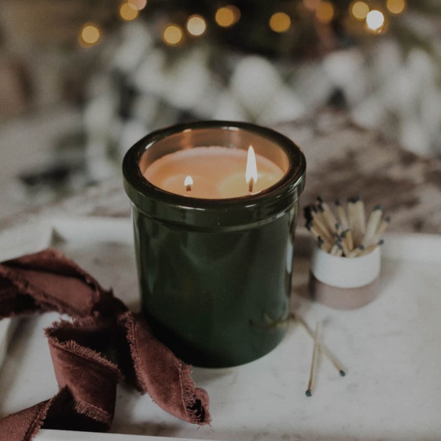 Candles Antique Candle Co | Forest Green Large Stoneware Crock