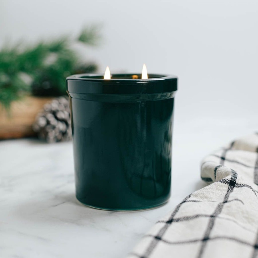 Candles Antique Candle Co | Forest Green Large Stoneware Crock