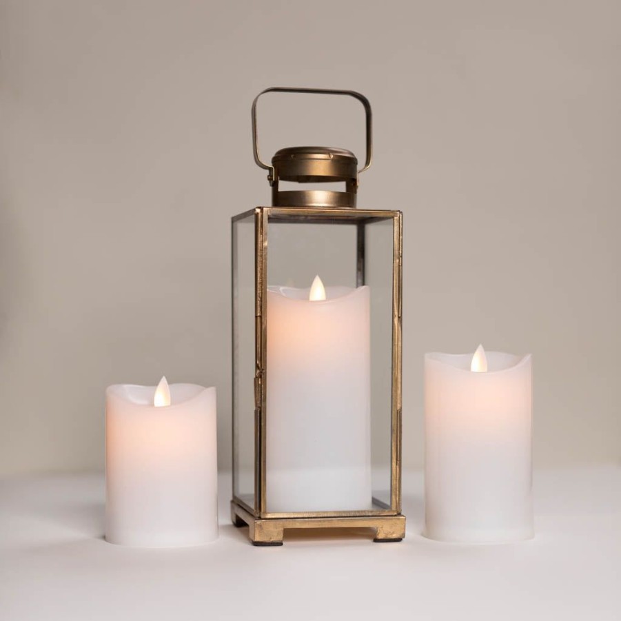 Home Fragrance Antique Candle Co | Brass Candle Lantern + Pillar Candle Set