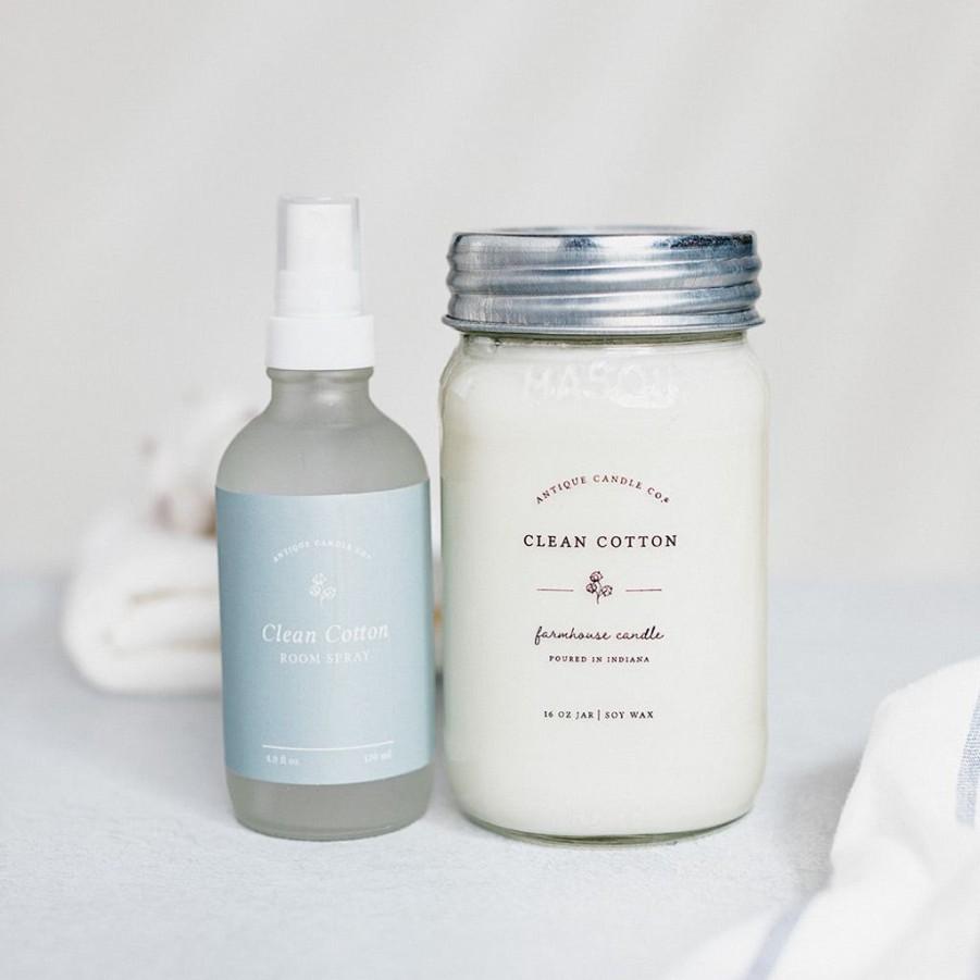 Candles Antique Candle Co | Clean Cotton Candle & Room Spray Set