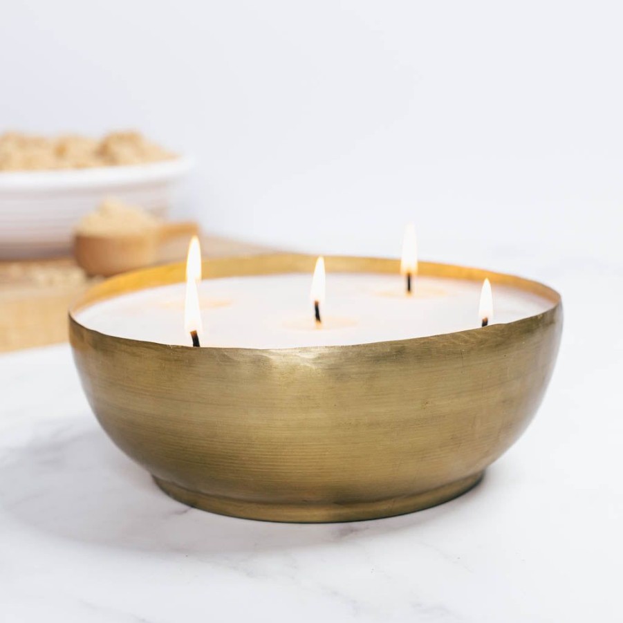 Candles Antique Candle Co | Warm Caramel Crumble Brass Candle