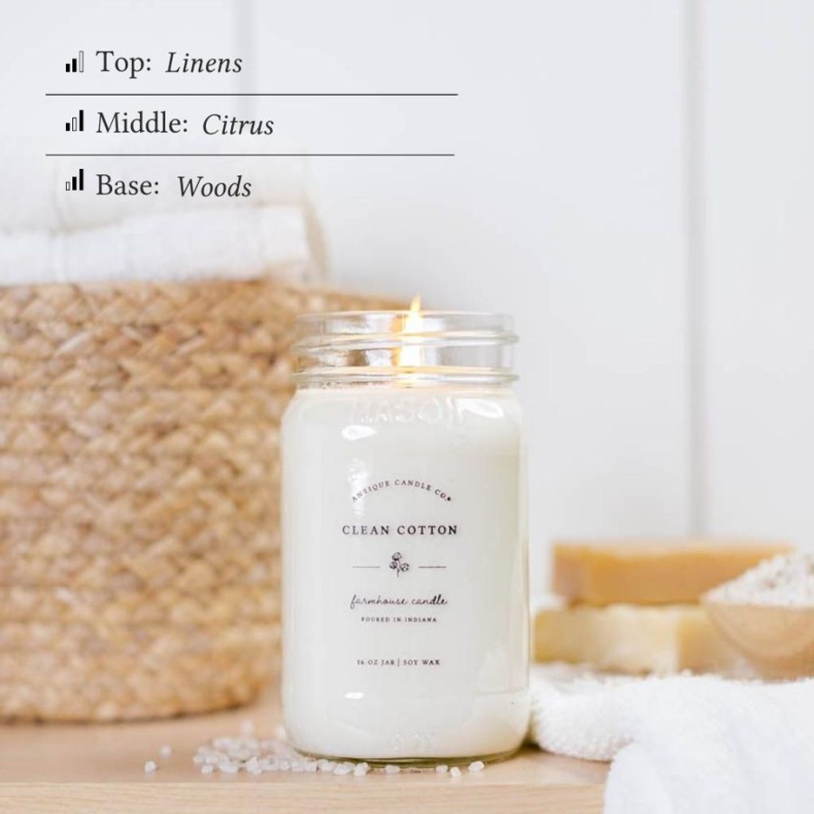 Candles Antique Candle Co | Clean Cotton 16 Oz Candle