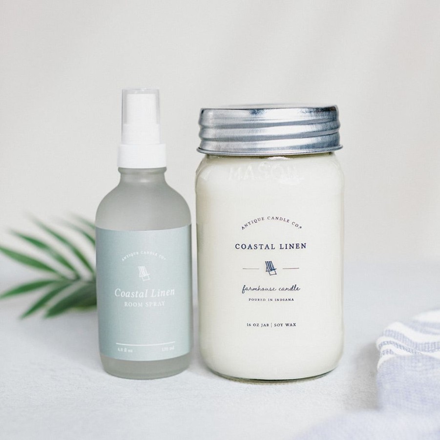 Home Fragrance Antique Candle Co | Coastal Linen Candle & Room Spray Set